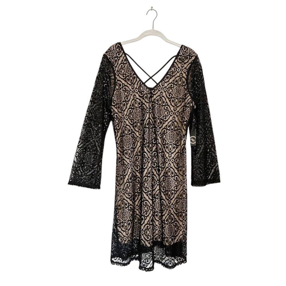 Liberty Love Long Sleeve V-Neck Criss Cross Dress in Black - Sz 1XL - New